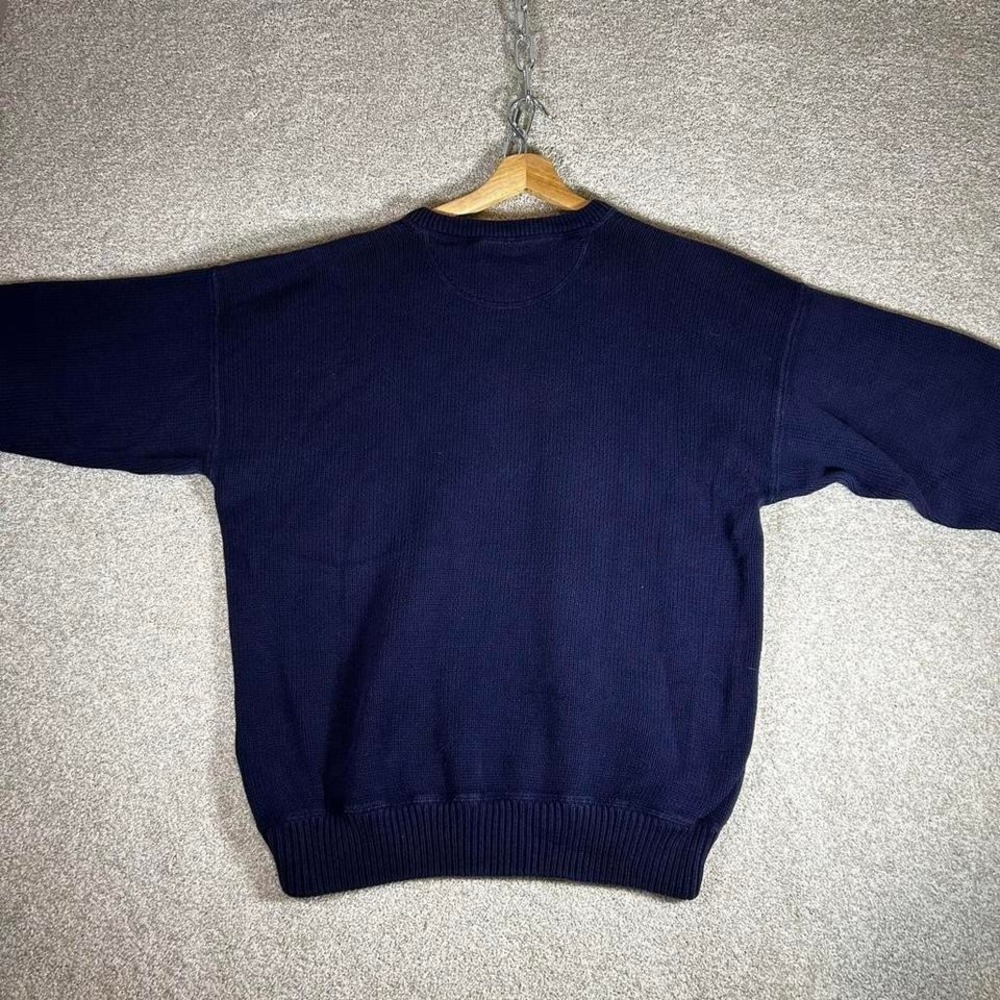 Vintage navy blue earth tone preppy knit sweater Size L - Picture 2 of 5